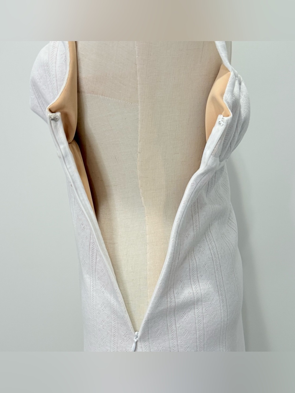With Jean Cher Mini Dress Small White Pointelle Milkmaid Coquette Feminine Rose - Picture 9 of 12